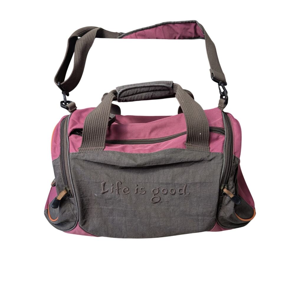 Life is Good Duffle Bag Pink & Brown